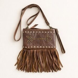 Double J Saddlery Leather Fringe Crossbody Bag